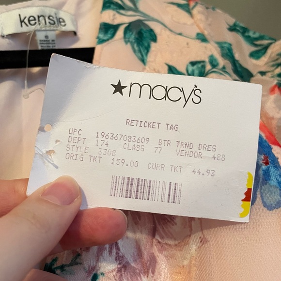 NWOT Kenzie Sz 0 Women’s Pink Floral Ruffle Midi Short Sleeve Dress Ret $149! - Picture 5 of 16